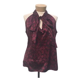 Banana Republic Factory Tie Neck Leaf Print Blouse